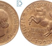 Notgeld Westfalen, 5 Millionen 1923, Minister von Stein, Jäger N22