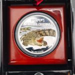 Tuvalu 1 Dollar 2009 | Danger Saltwater Crocodile| 1 Oz Silber Unze Box + CoA