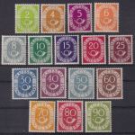 Bund, MiNr. 123-138 Posthornsatz postfrisch, jeder Wert geprüft Schlegel BPP