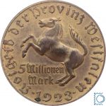 Notgeld Westfalen, 5 Millionen Mark 1923, Minister von Stein, Jäger N22