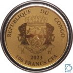 100 FRANCS Kongo 2023 - 1/200 Oz Gold 999 / 40 mm - INSECTS
