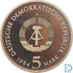 DDR 5 Mark 1984, Altes Rathaus Leipzig, PP Proof