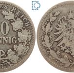 Kaiserreich, 50 Pfennig 1877 D, Wilhelm I., Silber J.8