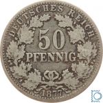 Kaiserreich, 50 Pfennig 1877 D, Wilhelm I., Silber J.8