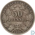 Kaiserreich, 50 Pfennig 1896 A, Kursmünze, Silber J.15 - TOP!