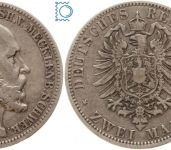 Mecklenburg-Schwerin, 2 Mark 1876 A, Friedrich Franz II. (1842-1883), J.84