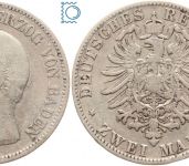 BADEN 2 Mark 1876 G, Friedrich I. (Friedrich I. 1856-1907), J.26