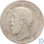 BADEN 2 Mark 1876 G, Friedrich I. (Friedrich I. 1856-1907), J.26