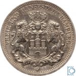 HAMBURG, 2 Mark 1876 J, Stadtwappen, J. 63, Silber