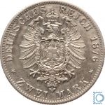 HAMBURG, 2 Mark 1876 J, Stadtwappen, J. 63, Silber