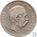 SACHSEN, 2 Mark 1876 E, König Albert (1873-1902), J.121
