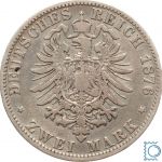 SACHSEN, 2 Mark 1876 E, König Albert (1873-1902), J.121