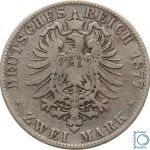 SACHSEN, 2 Mark 1877 E, König Albert (1873-1902), J.121