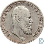 Württemberg, 2 Mark 1877 F, König Karl (1864-1891), J.172