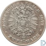 Württemberg, 2 Mark 1877 F, König Karl (1864-1891), J.172