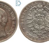 BADEN 2 Mark 1877 G, Friedrich I. (Friedrich I. 1856-1907), J.26