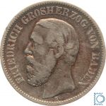BADEN 2 Mark 1877 G, Friedrich I. (Friedrich I. 1856-1907), J.26