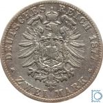 BADEN 2 Mark 1877 G, Friedrich I. (Friedrich I. 1856-1907), J.26