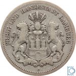 HAMBURG, 2 Mark 1878 J, Stadtwappen, J. 63, Silber