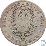 HAMBURG, 2 Mark 1878 J, Stadtwappen, J. 63, Silber