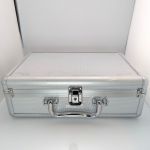 Alu-Münzkoffer silber - mit 6 blauen Tableus - mit 1x Schlüssel - passend für Leuchtturm Cargo S6 Einlagen