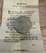 Jeton Jetton 1813 Alexander I. Russland & Franz I. Österreich Völkerschlacht mit original Beschreibungsblatt