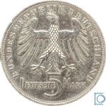 5 DM - Friedrich von Schiller 1955 F - vorzüglich! - Silber Gedenkmünze - J. 389
