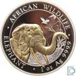 Somalia 100 Schilling 2018 | Elefant | 1 Unze Silber vergoldet - gildet