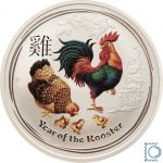 Australien - 1 Oz Silber Lunar II 2017 Year of the rooster - Farbveredelt
