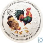 Australien - 2 Oz Silber Lunar II 2017 Year of the rooster - Farbveredelt
