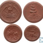 Freistaat Sachsen Porzellanmünzen - 10, 20 Pfennig, 1 + 2 Mark