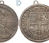 RDR Habsburg, Tirol 1 Taler 1618, Erzherzog Maximilian III. - Gegenstempel!