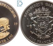 GABUN 1000 Francs CFA 2019 Golden Enigma - Springbock 1 Oz Silber