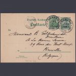 DP China Ganzsache P10 II mit Zusatzfrankatur 1901 von HANKAU n. Brüssel