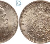 BAYERN, 3 Mark, Prinzregent Luitpold, 1911 D, J.49