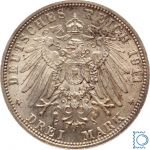 BAYERN, 3 Mark, Prinzregent Luitpold, 1911 D, J.49