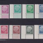 Bund Nr. 179y, 181y, 183y-186y, 259y, 260y Ecke Eckrand postfrisch Heuss lumogen