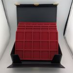 Münzkassette schwarz mit 5 Tableaus und Schlüssel / neuwertig