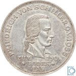 5 DM - Friedrich von Schiller 1955 F - Silber Gedenkmünze - Jäger 389