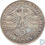 5 DM Markgraf von Baden 1955 G - Silber Gedenkmünze - Jäger 390