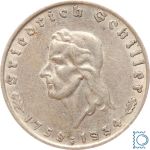 Deutsches Reich - 2 Mark 1934 F - Friedrich Schiller - Jäger 358