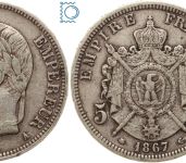 Frankreich 5 Francs 1867 A Paris - Napoleon III. 1861-1870