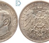Anhalt, Friedrich II., 3 Mark 1914, Silberhochzeit des Herzogspaares, J.25