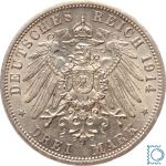 Anhalt, Friedrich II., 3 Mark 1914, Silberhochzeit des Herzogspaares, J.25