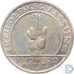 Weimar 5 Mark 1929 D, Schwurhand Hindenburg, J.341, Silber