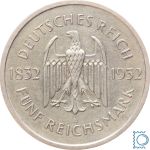 Weimar 5 Mark 1932 A, Johann Wolfgang von Goethe 100. Todestag, J.351, Silber