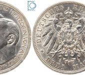 Anhalt, Friedrich II., 3 Mark 1914, Silberhochzeit des Herzogspaares, J.25