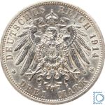 Anhalt, Friedrich II., 3 Mark 1914, Silberhochzeit des Herzogspaares, J.25
