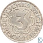 Weimar 3 Mark 1927 A, Jahrtausendfeier Nordhausen, J.327, Silber