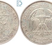 Weimar 3 Mark 1929 E, 100 Jahre Burg und Stadt Meissen, J.338, Silber
